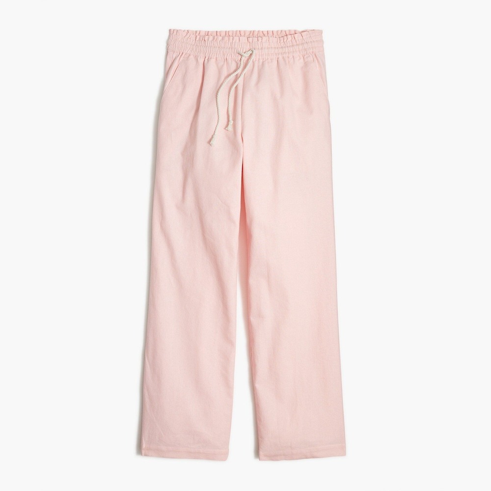 J. Crew Linen-Cotton Blend Wide-leg Paper-bag Pant Light Pink- Womens Size Small